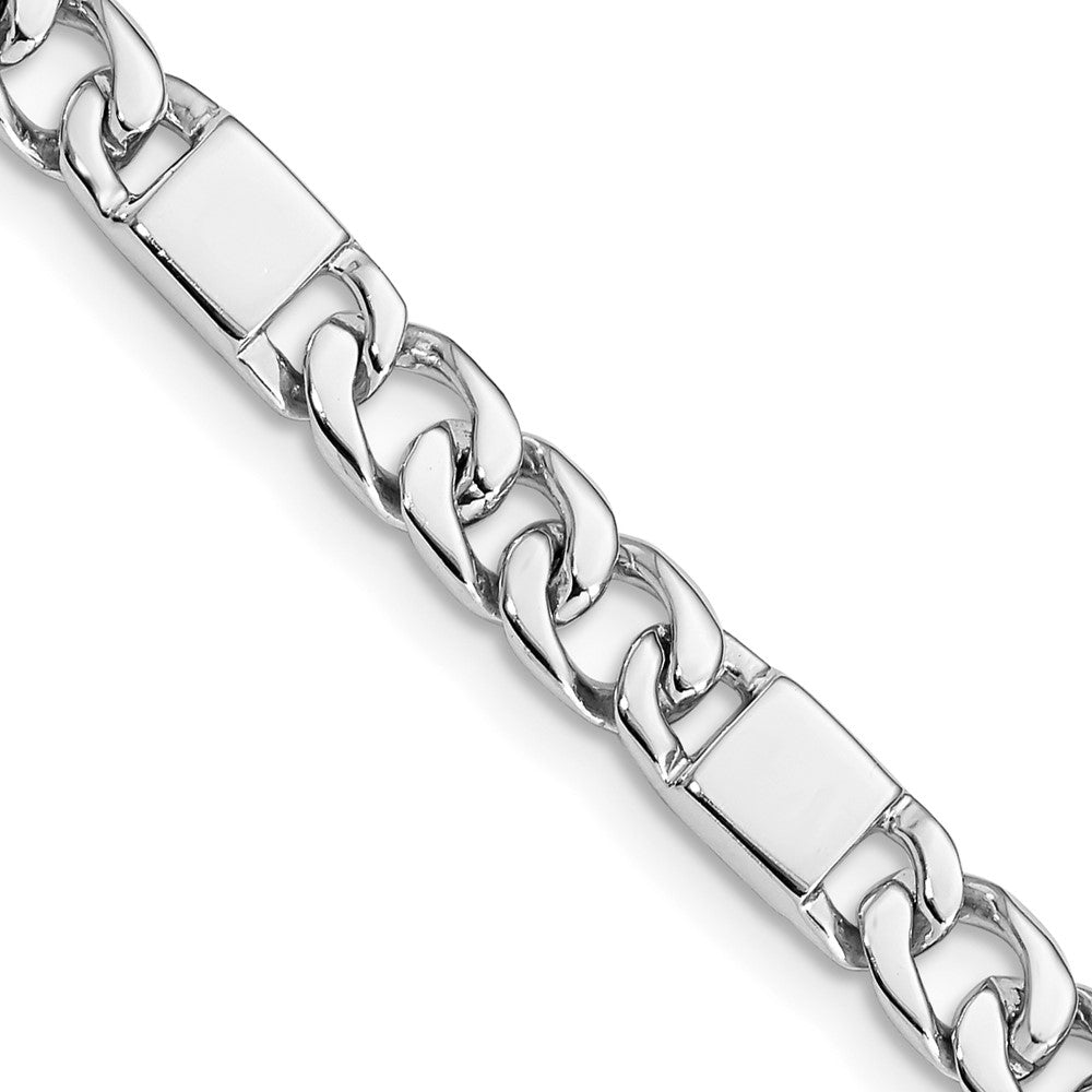 14K White Gold Hand Polished Fancy Link with Fancy Lobster Clasp Chain