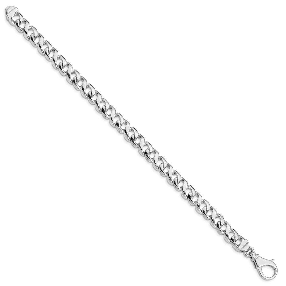 14K White Gold Hand Polished Fancy Link with Fancy Lobster Clasp Bracelet