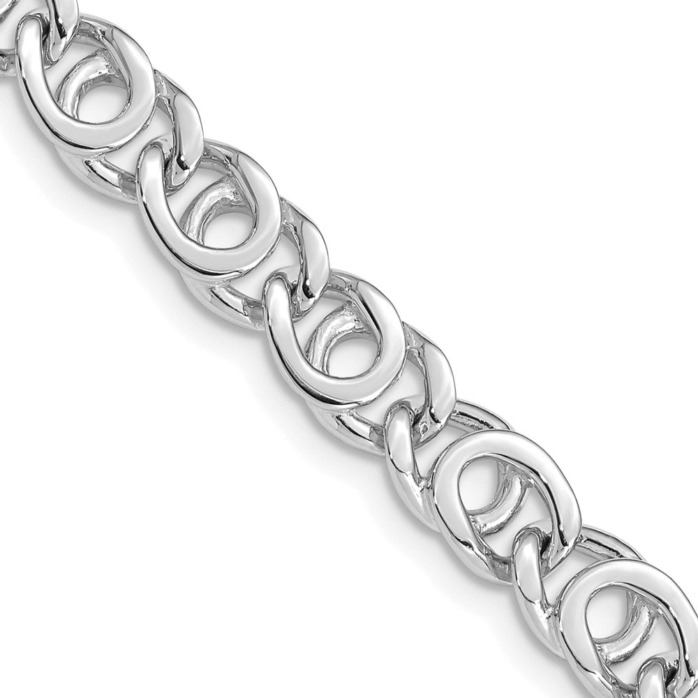 14K White Gold Hand Polished Fancy Link with Fancy Lobster Clasp Bracelet