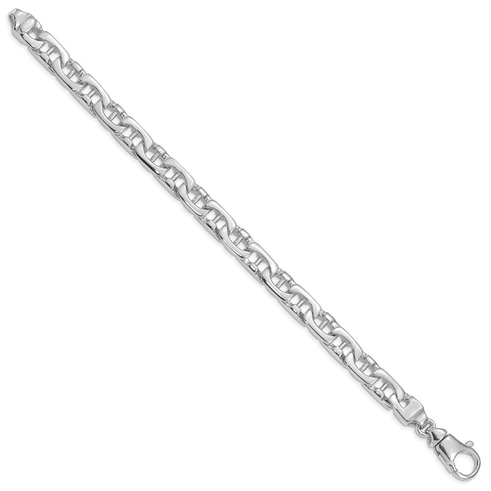 14K White Gold Hand Polished Fancy Link with Fancy Lobster Clasp Bracelet