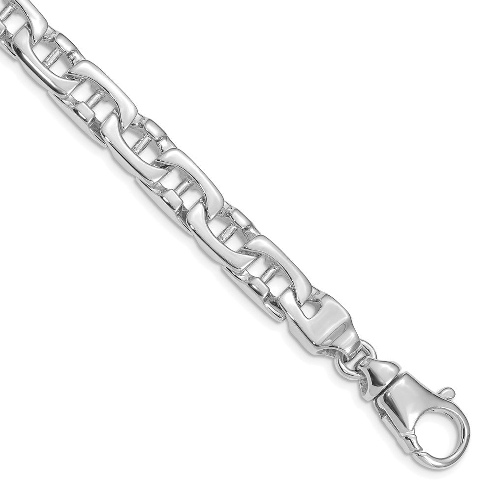 14K White Gold Hand Polished Fancy Link with Fancy Lobster Clasp Bracelet