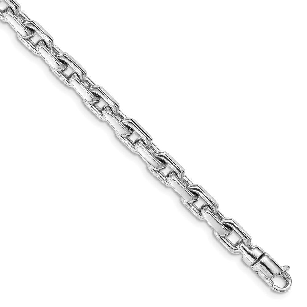 14K White Gold Hand Polished Fancy Link with Lobster Clasp Bracelet