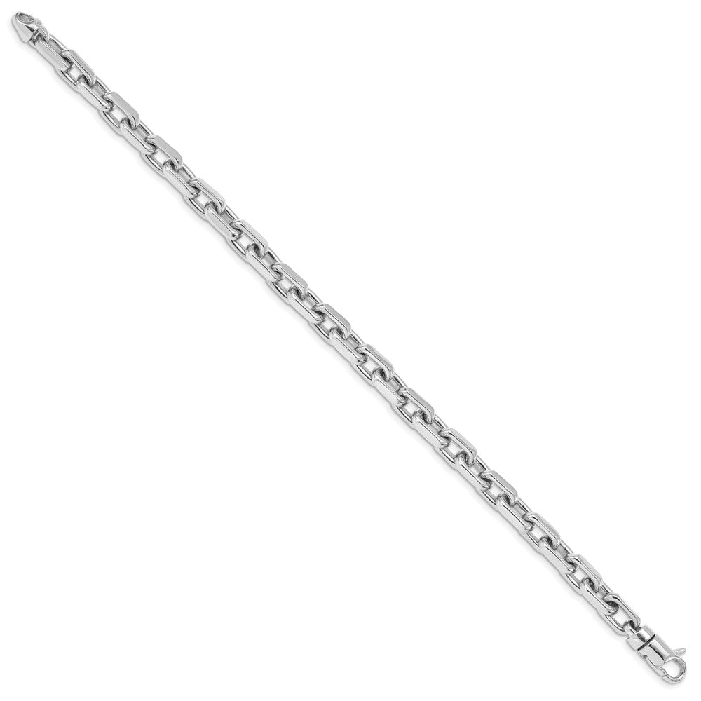 14K White Gold Hand Polished Fancy Link with Lobster Clasp Bracelet