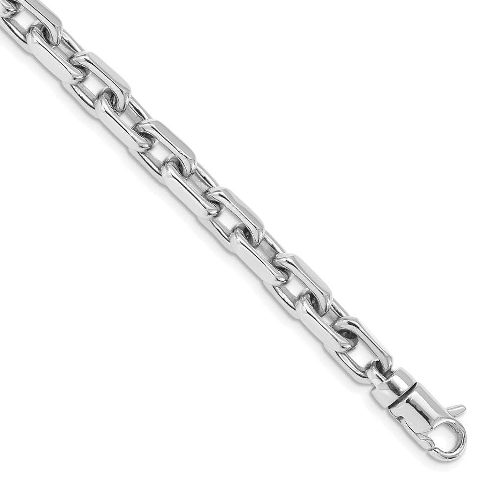 14K White Gold 8.5 inch 7mm Hand Polished Fancy Link with Lobster Clasp Bracelet