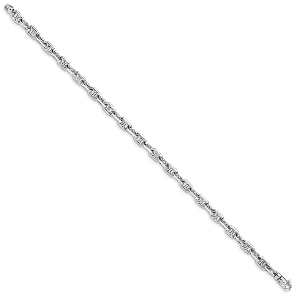 14K White Gold Hand Polished Fancy Link with Lobster Clasp Bracelet