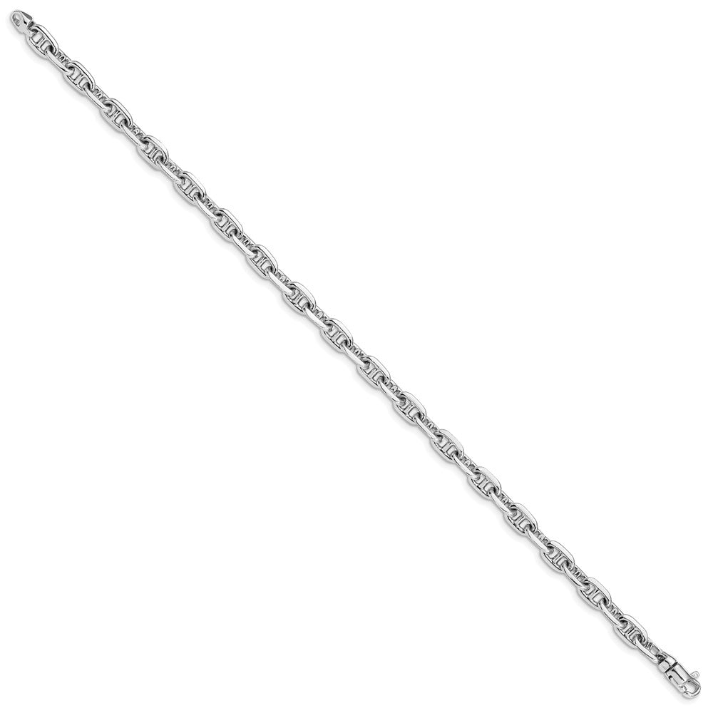 14K White Gold Hand Polished Fancy Link with Lobster Clasp Bracelet