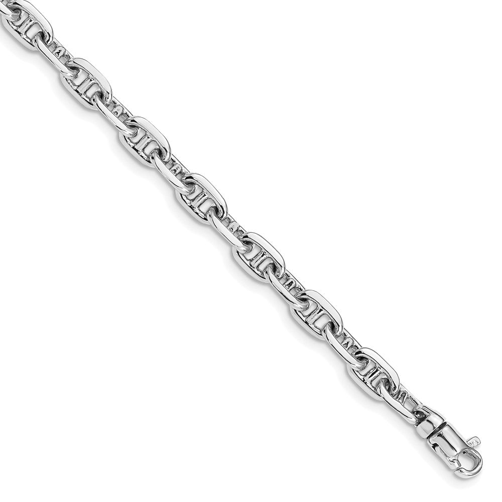 14K White Gold Hand Polished Fancy Link with Lobster Clasp Bracelet