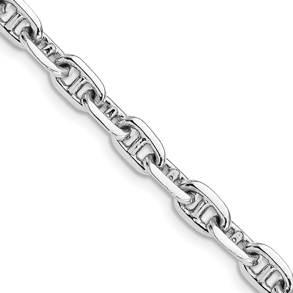 14K White Gold Hand Polished Fancy Link with Lobster Clasp Bracelet
