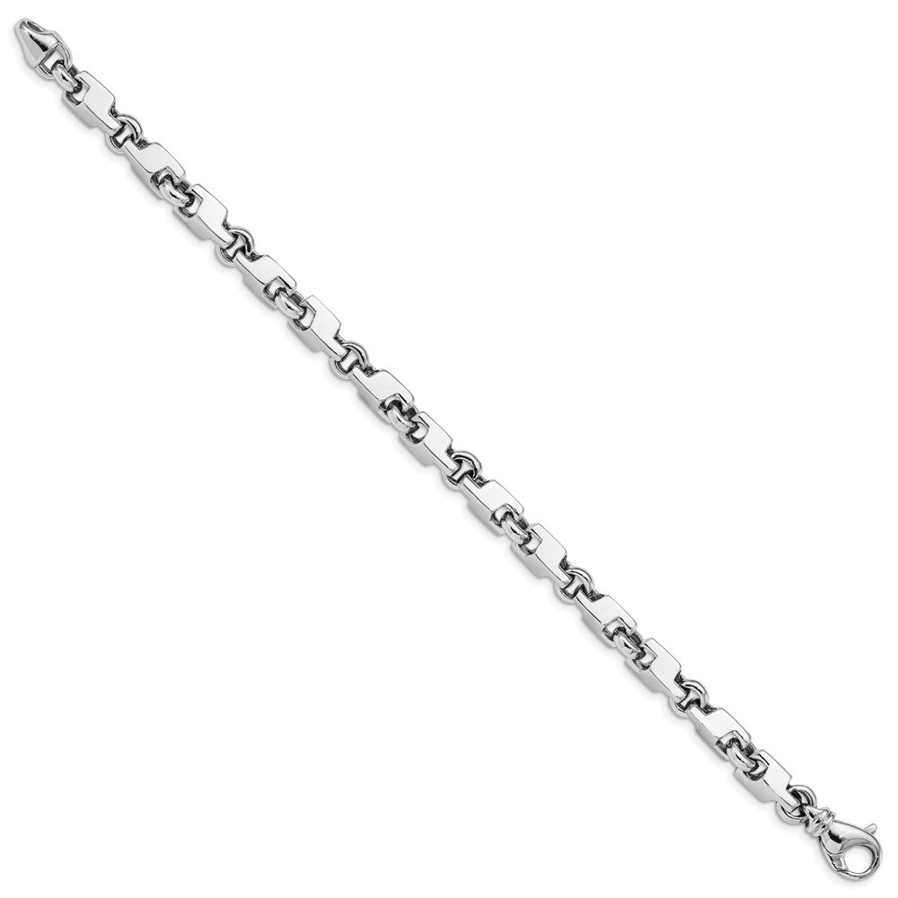 14K White Gold Hand Polished Fancy Link with Fancy Lobster Clasp Bracelet