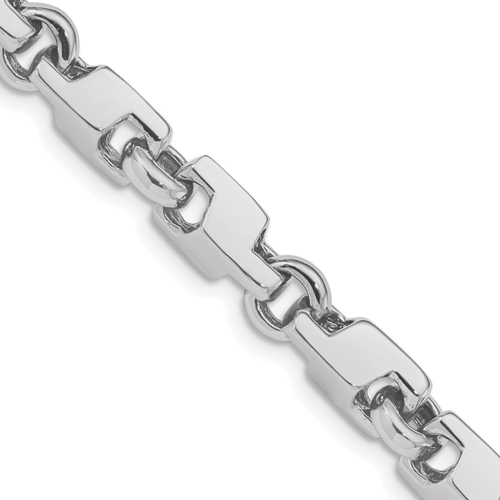 14K White Gold Hand Polished Fancy Link with Fancy Lobster Clasp Chain