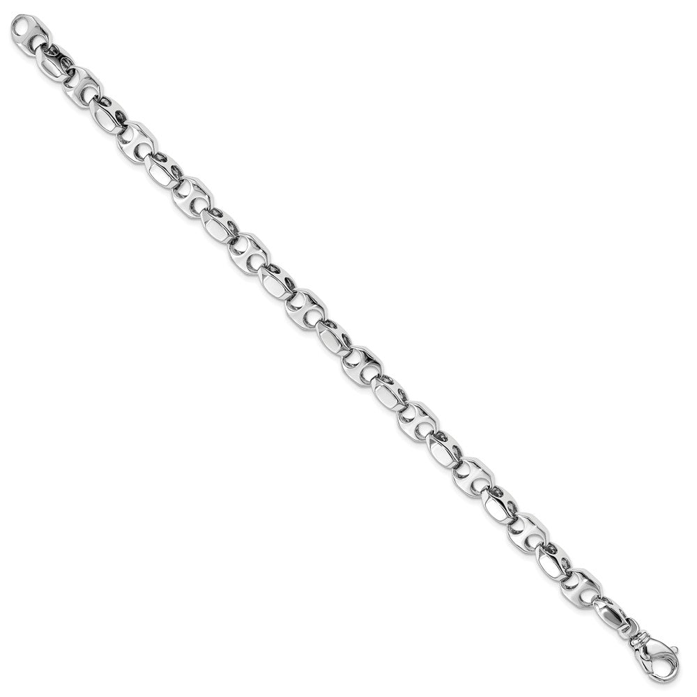 14K White Gold 8.25 inch 7.2mm Hand Polished Fancy Link with Fancy Lobster Clasp Bracelet