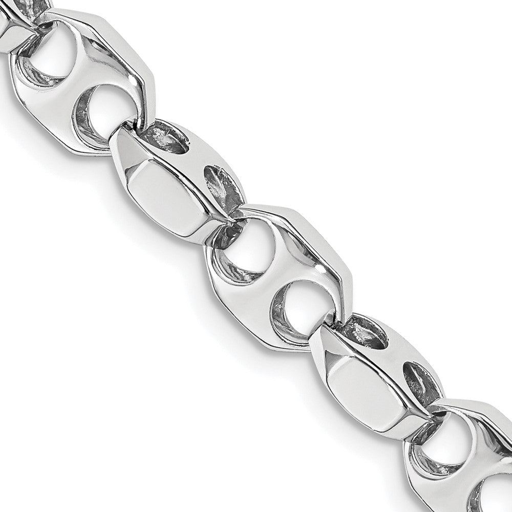 14K White Gold Hand Polished Fancy Link with Fancy Lobster Clasp Chain