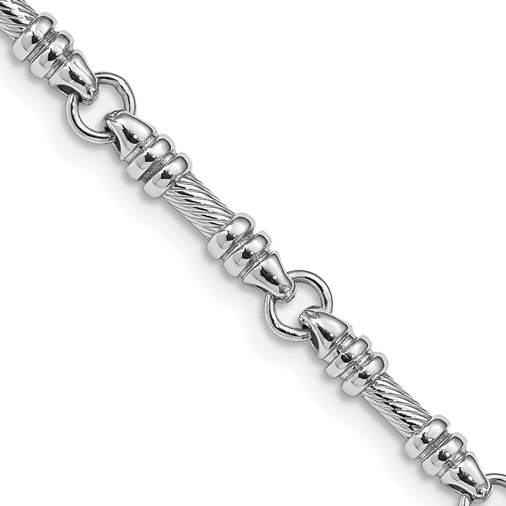 14K White Gold Hand Polished and Textured Fancy Link with Fancy Lobster Clasp Chain