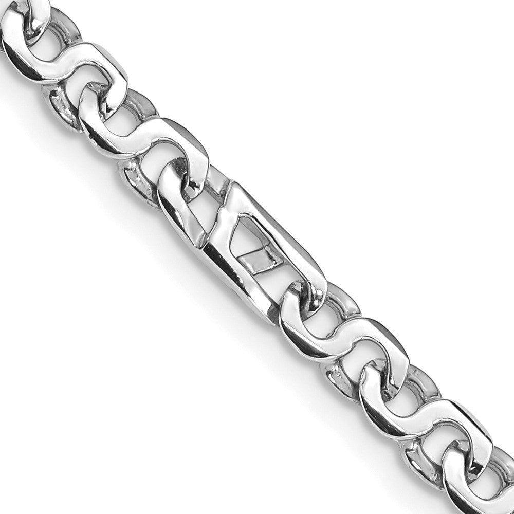 14K White Gold Hand Polished Fancy Link with Fancy Lobster Clasp Chain