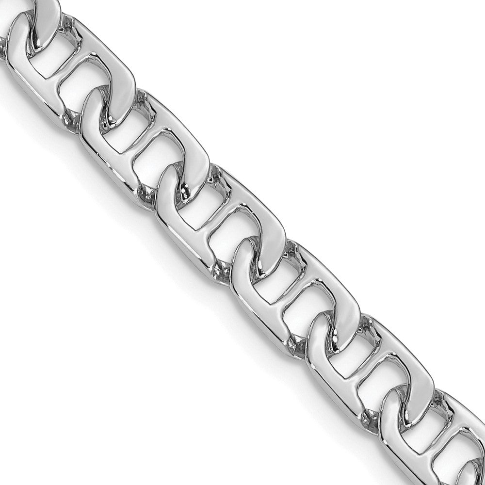 14K White Gold 7.25 inch 6.5mm Hand Polished Fancy Anchor Link with Fancy Lobster Clasp Bracelet