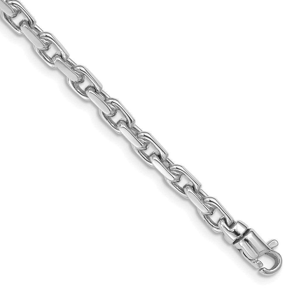 14K White Gold Hand Polished Fancy Link with Lobster Clasp Bracelet