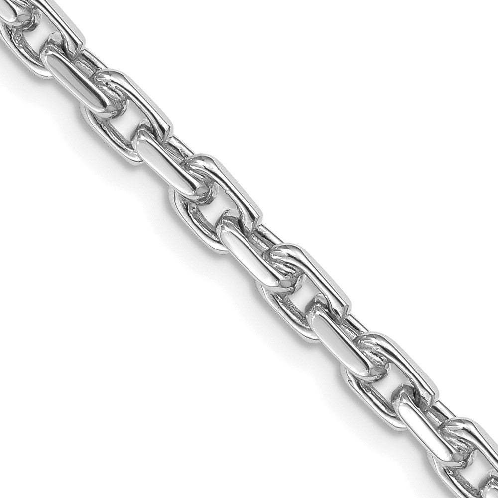 14K White Gold Hand Polished Fancy Link with Lobster Clasp Chain