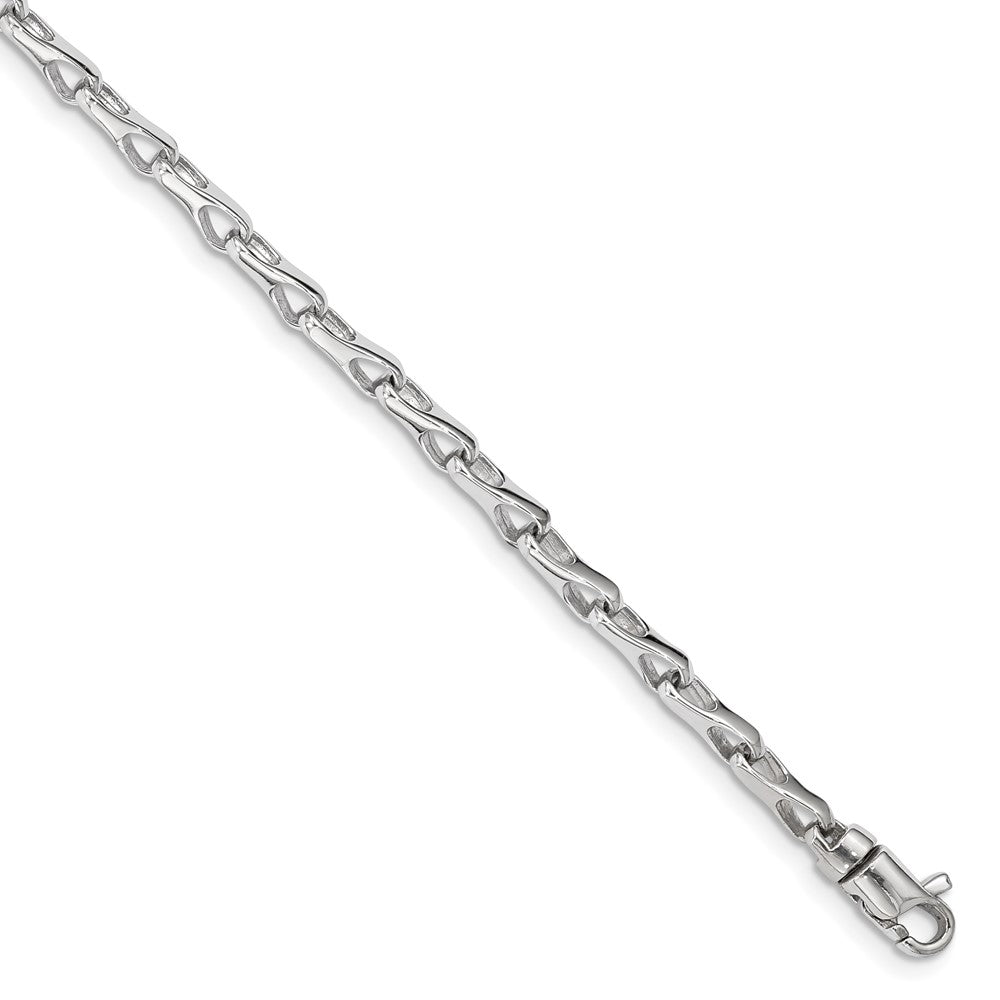 14K White Gold Hand Polished Fancy Link with Lobster Clasp Bracelet