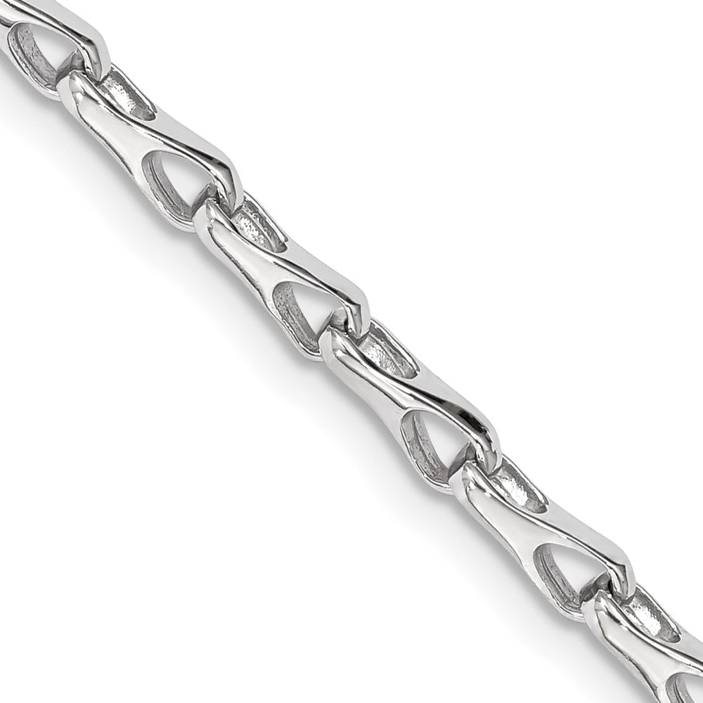 14K White Gold Hand Polished Fancy Link with Lobster Clasp Chain