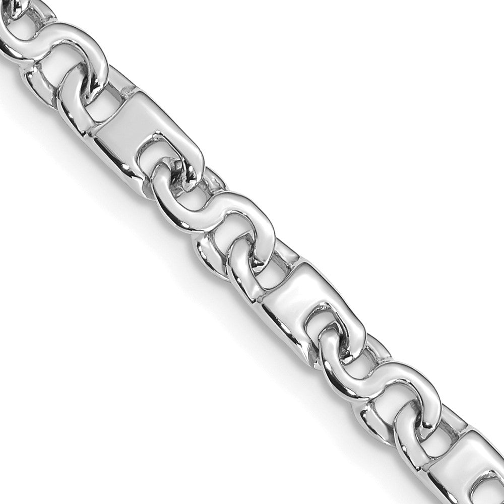 14K White Gold Hand Polished Fancy Link with Fancy Lobster Clasp Chain