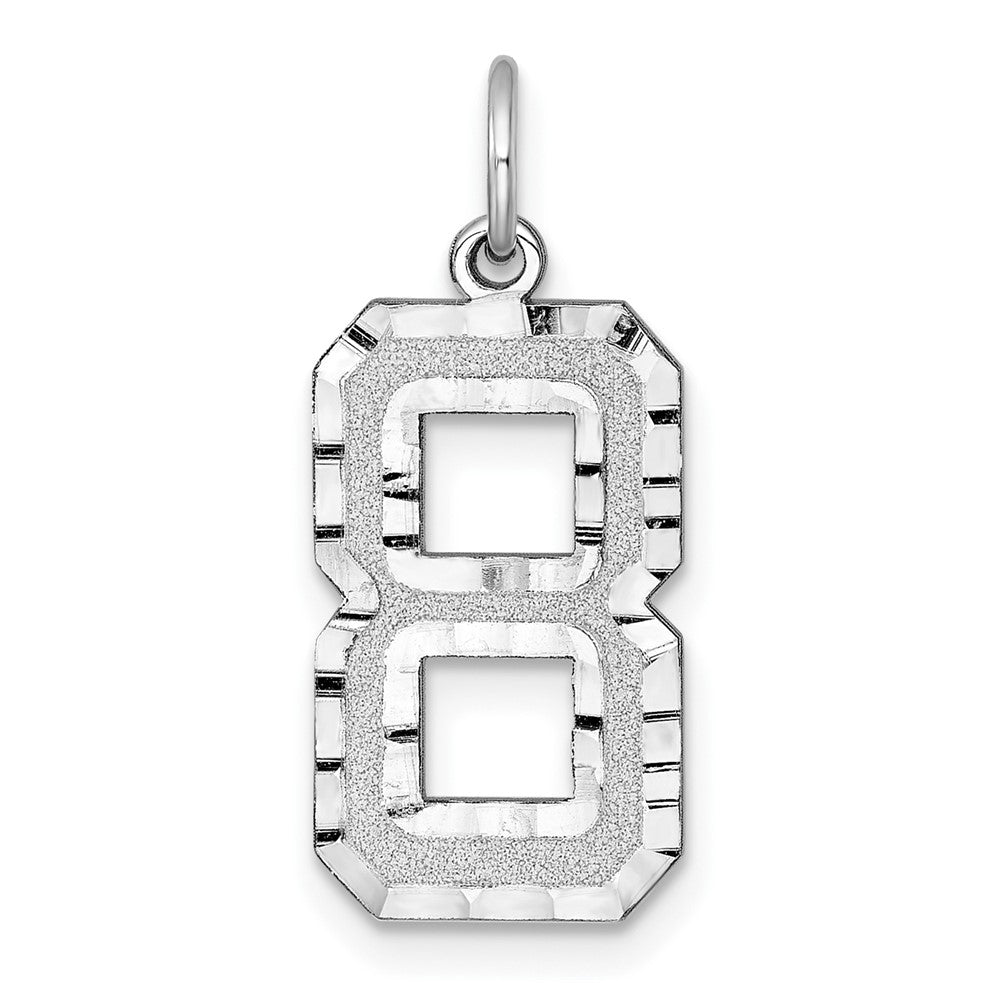14kw Large Brushed Diamond-cut Number 8 Charm