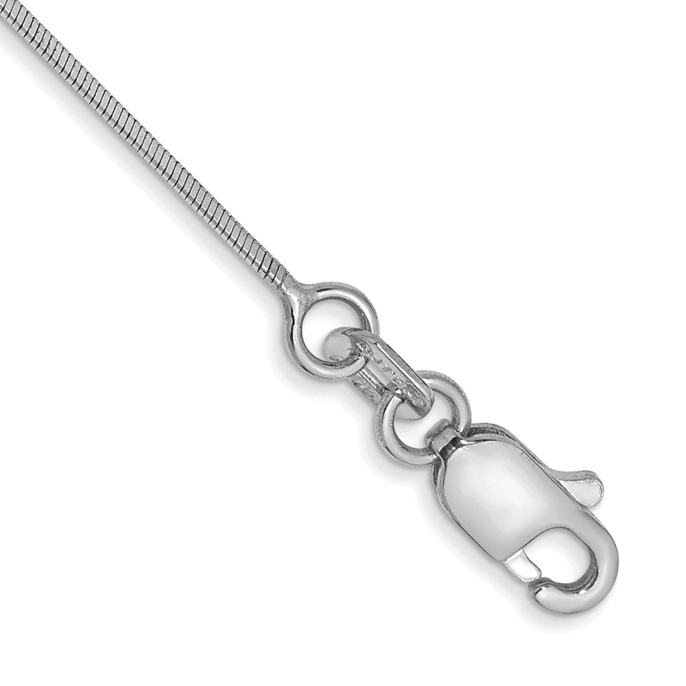 14K White Gold Octagonal Snake with Lobster Clasp Anklet