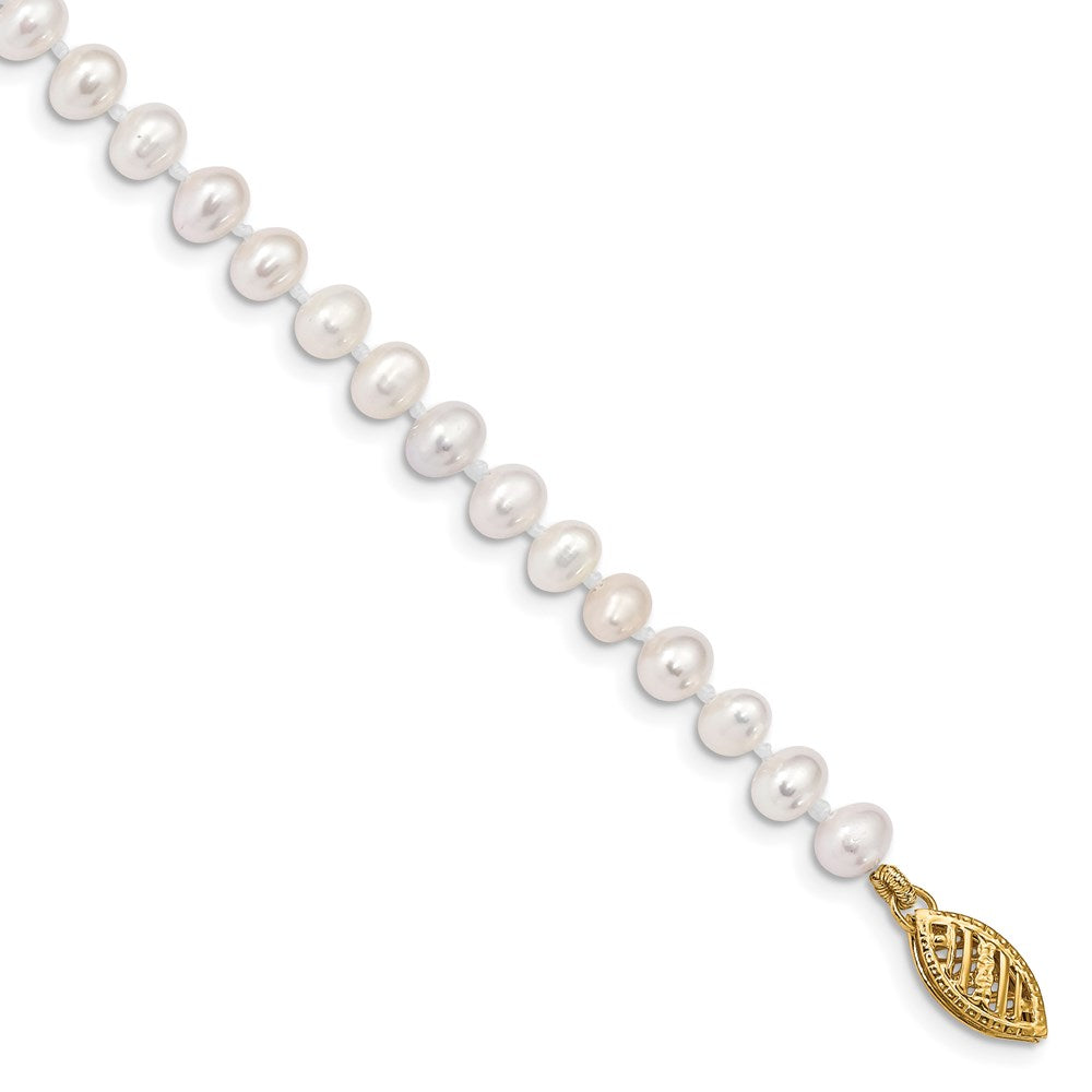 14k 4- White Near Round Freshwater Cultured Pearl Bracelet