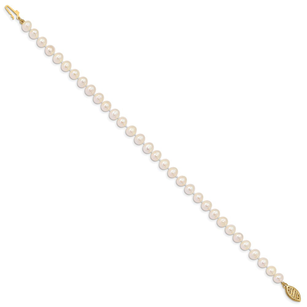 14k 5-6mm White Near Round Freshwater Cultured Pearl Bracelet