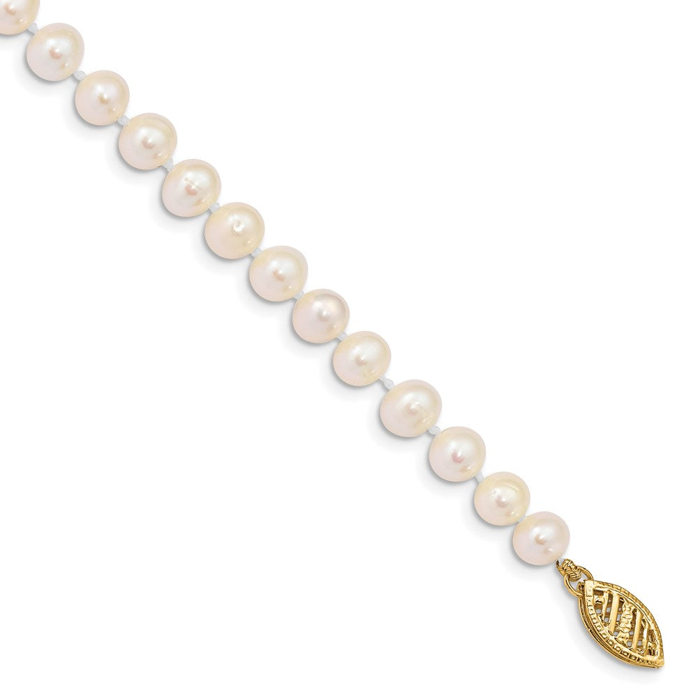 14k 5- White Near Round Freshwater Cultured Pearl Bracelet