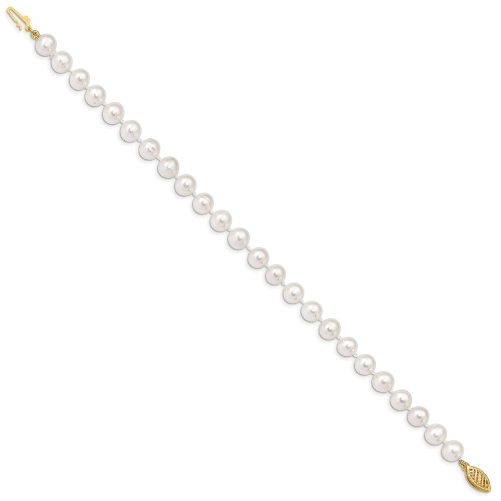 14k 6- White Near-Round Freshwater Cultured Pearl Bracelet