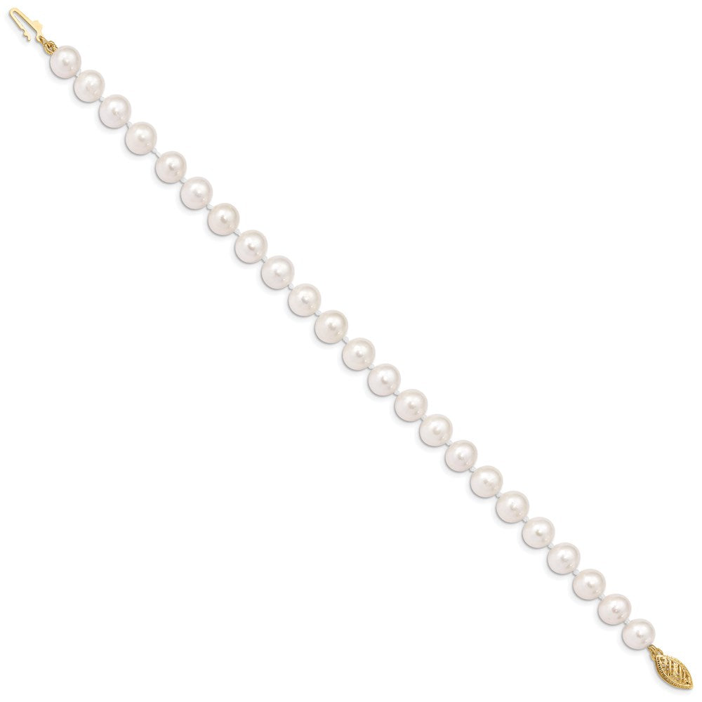 14k 7- White Near Round Freshwater Cultured Pearl Bracelet