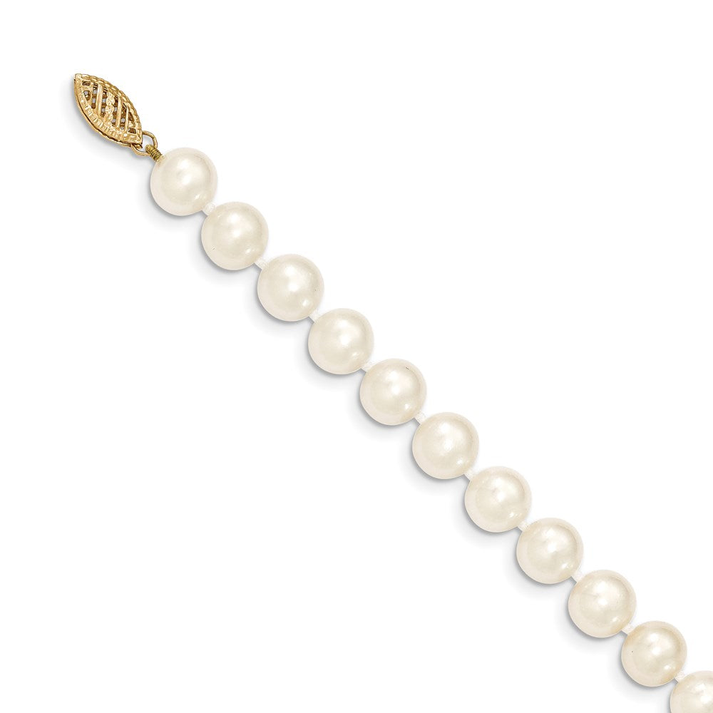 14k 8- White Near Round Freshwater Cultured Pearl Necklace