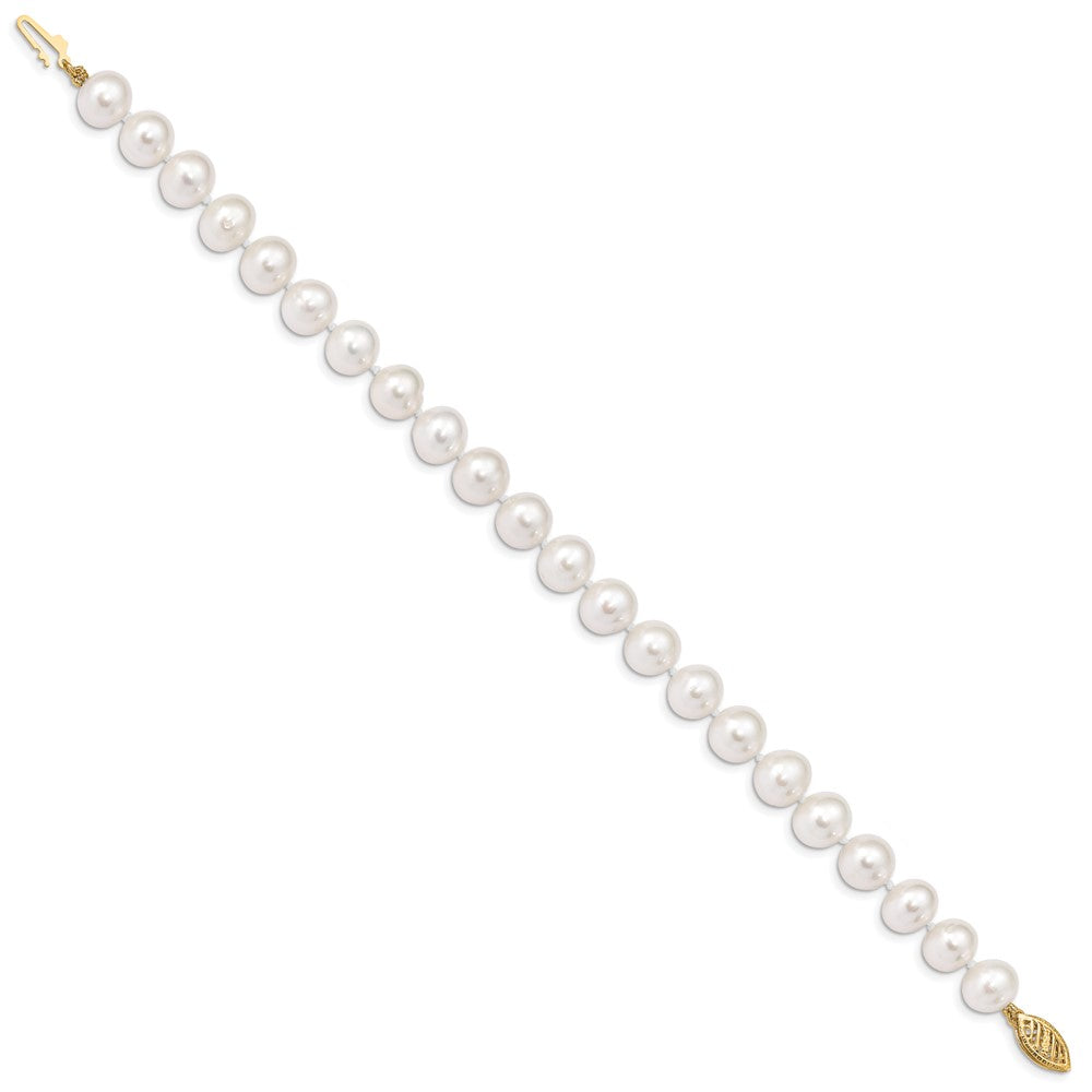 14k 8- White Near Round Freshwater Cultured Pearl Bracelet