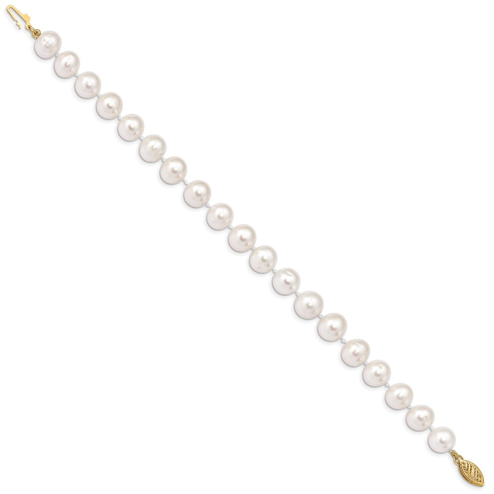 14k 9- White Near-Round Freshwater Cultured Pearl Bracelet