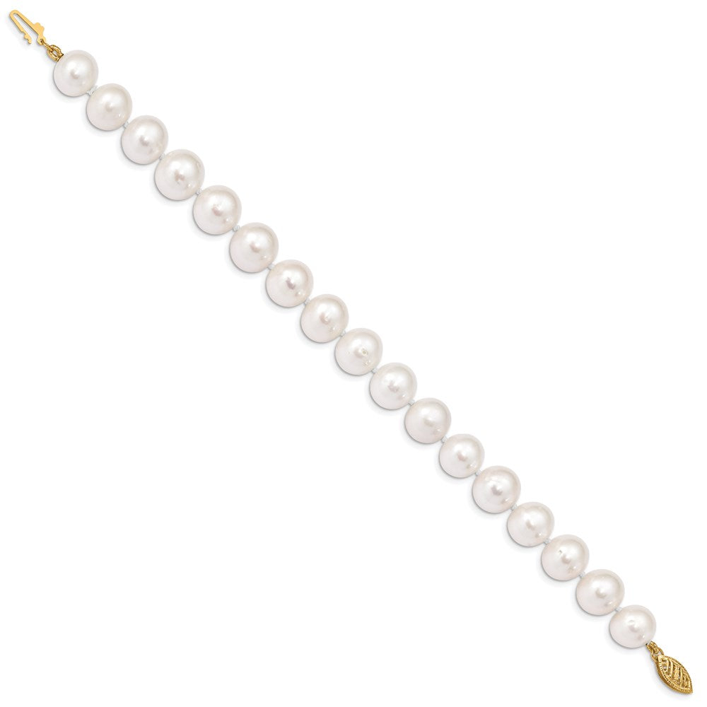 14k 10- White Near-Round Freshwater Cultured Pearl Bracelet