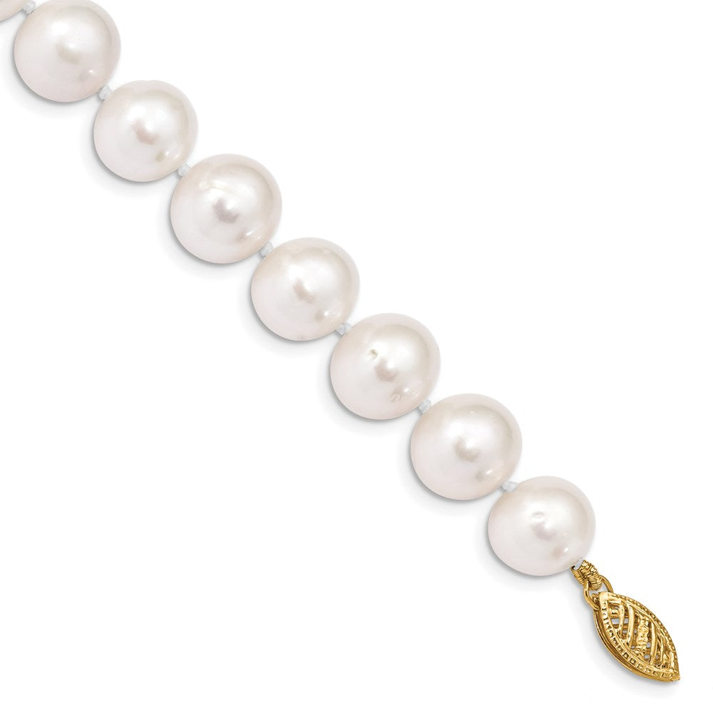 14k 10- White Near Round Freshwater Cultured Pearl Bracelet