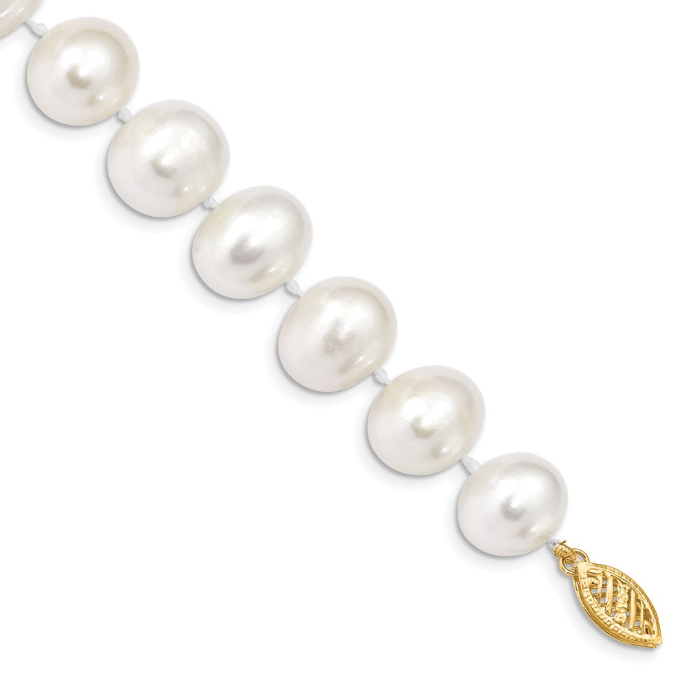 14k 11-12mm White Near Round Freshwater Cultured Pearl Bracelet