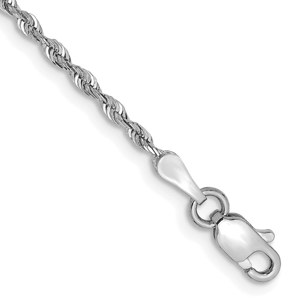 14K White Gold 8 Inch Diamond-cut Quadruple Rope Lobster Clasp Chain