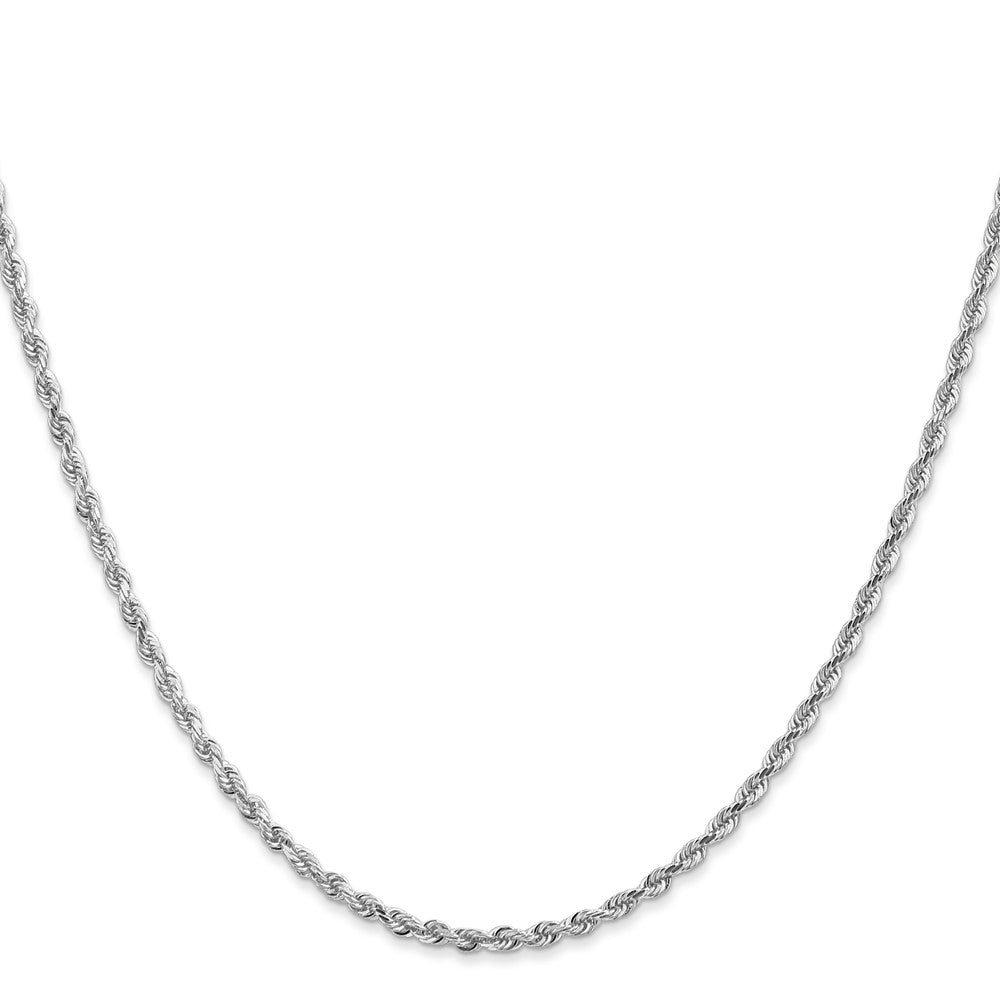 14K White Gold 20 Inch Diamond-cut Quadruple Rope Lobster Clasp Chain