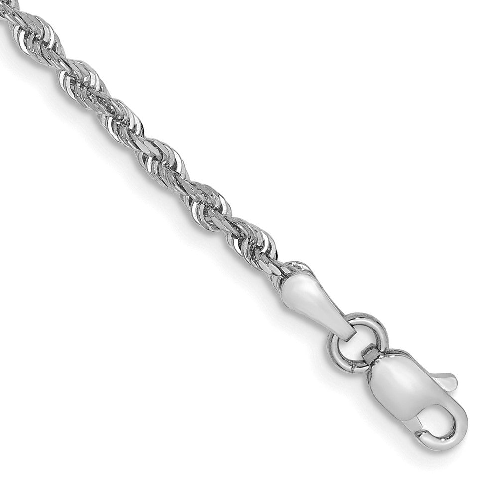 14K White Gold 9 Inch Diamond-cut Quadruple Rope Lobster Clasp Chain