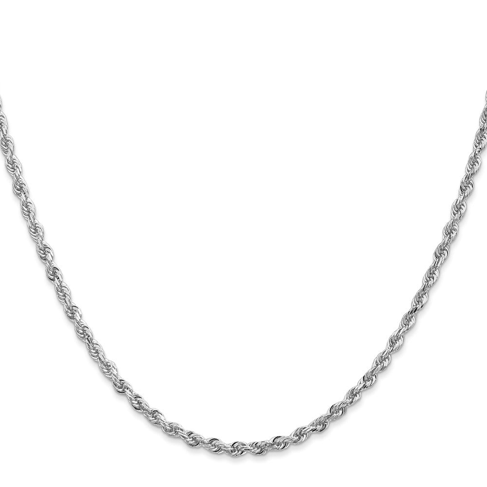 14K White Gold 22 Inch Diamond-cut Quadruple Rope Lobster Clasp Chain