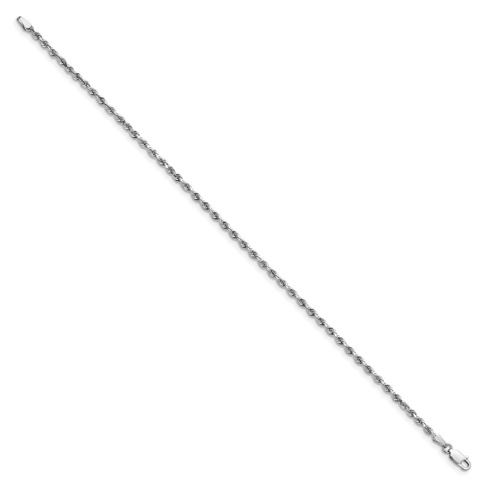 14K White Gold 7 Inch Diamond-cut Quadruple Rope Lobster Clasp Chain