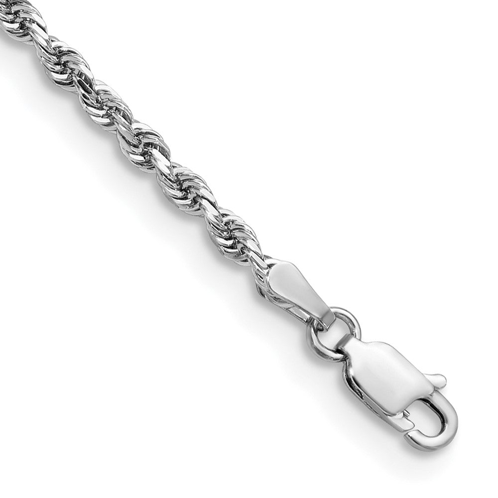 14K White Gold 7 Inch 2.75mm Diamond-cut Quadruple Rope Lobster Clasp Chain