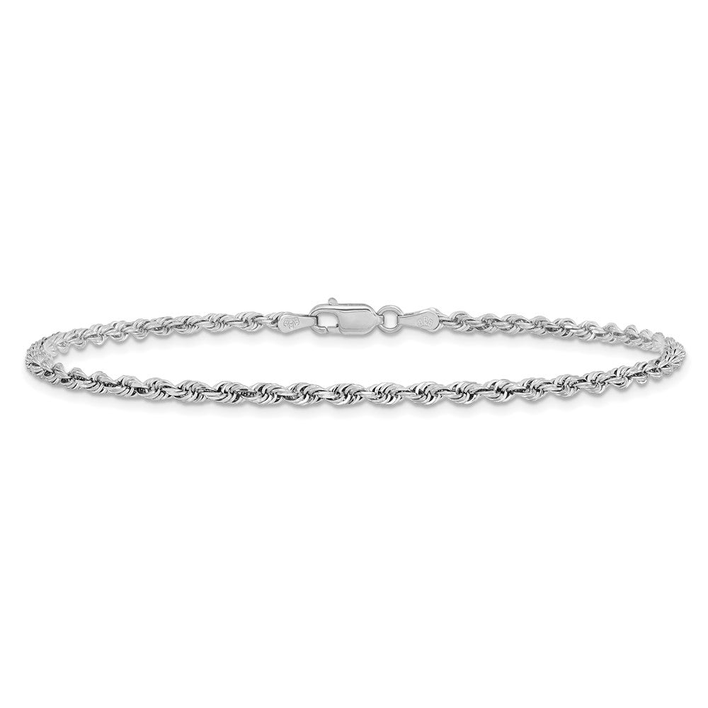 14K White Gold 9 Inch Diamond-cut Quadruple Rope Lobster Clasp Chain