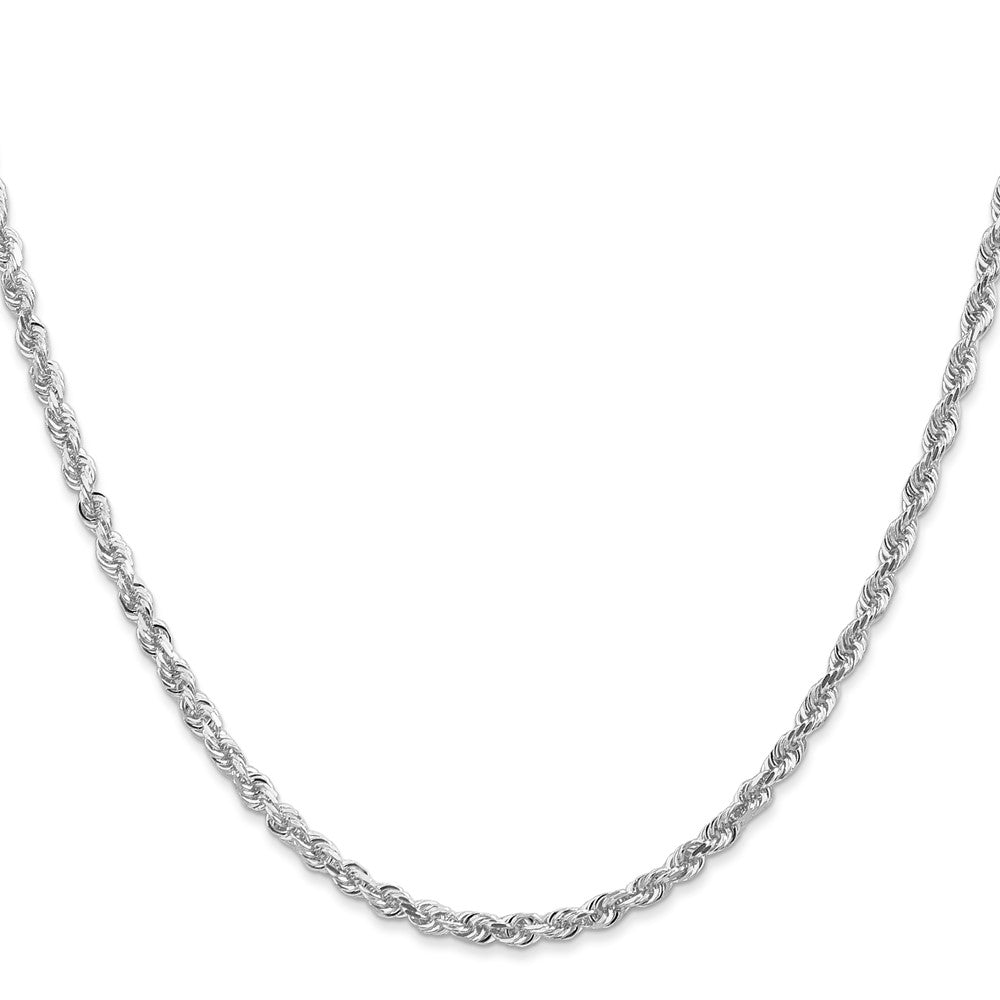 14K White Gold 30 Inch Diamond-cut Quadruple Rope Lobster Clasp Chain