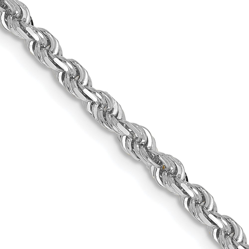 14K White Gold 30 Inch Diamond-cut Quadruple Rope Lobster Clasp Chain