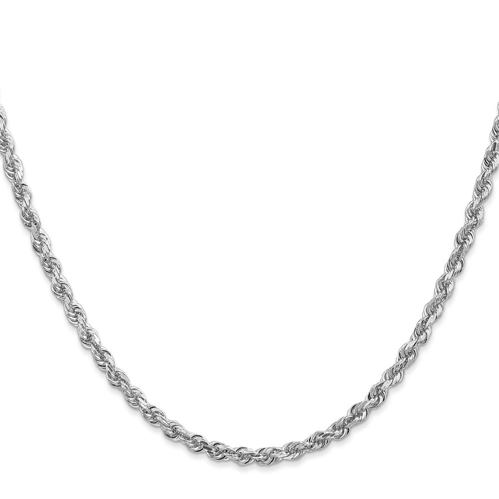 14K White Gold 22 Inch Diamond-cut Quadruple Rope Lobster Clasp Chain