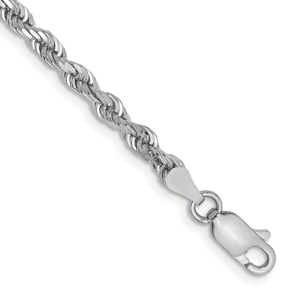 14K White Gold 8 Inch Diamond-cut Quadruple Rope Lobster Clasp Chain