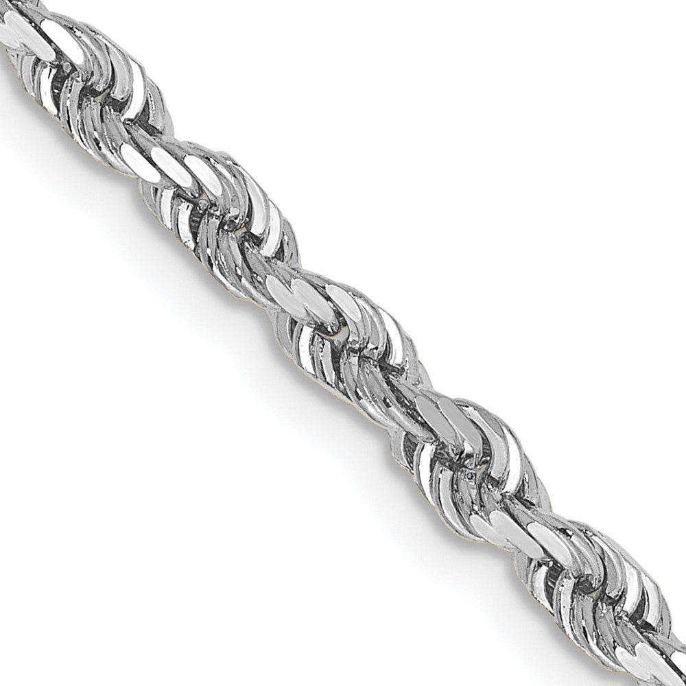 14K White Gold 22 Inch Diamond-cut Quadruple Rope Lobster Clasp Chain