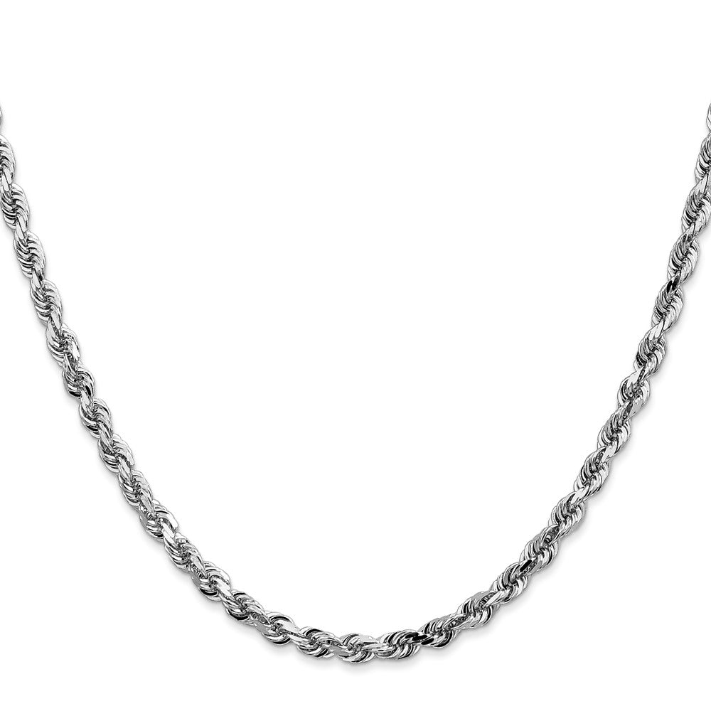 14K White Gold 20 Inch Diamond-cut Quadruple Rope Lobster Clasp Chain